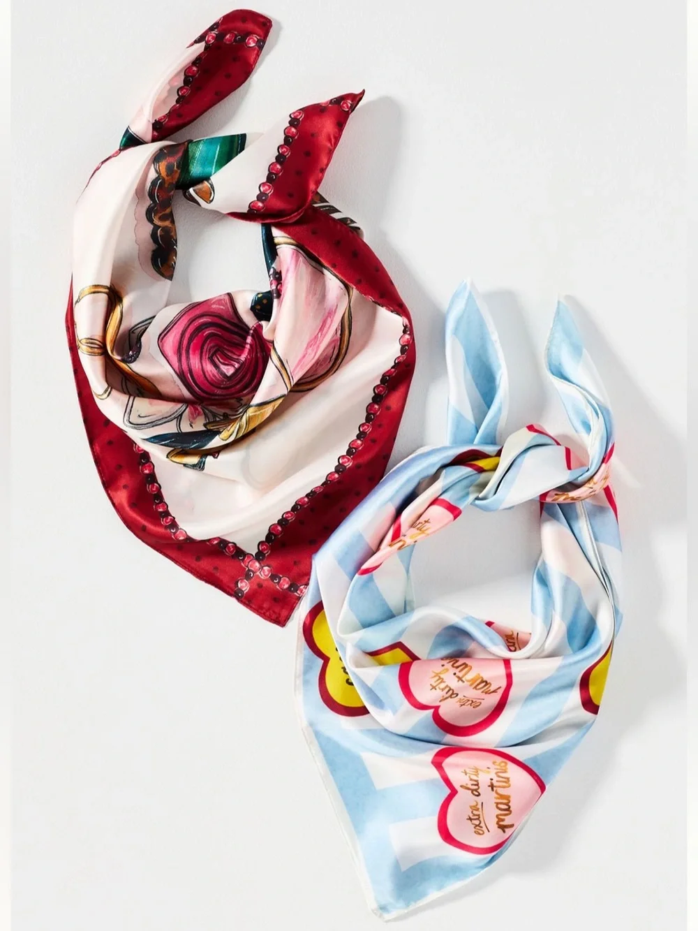 Nikki Ackerman x Anthropologie Hair Scarfs in Hearts and Makeup